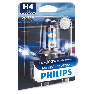 Галогеновые лампы Philips H4 RacingVision GT200 - 12342RGTB1 (блистер)