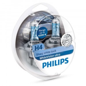 Комплект галогеновых ламп Philips H4 WhiteVision Ultra - 12342WVUSM (пласт. бокс)