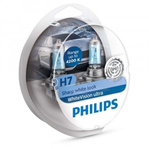 Комплект галогеновых ламп Philips H7 WhiteVision Ultra - 12972WVUSM (пласт. бокс)