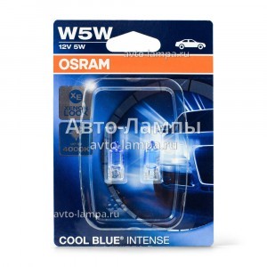 Комплект ламп накаливания Osram W5W Cool Blue Intense (+20%) - 2825HCBI-02B (блистер)