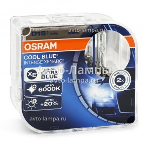 Штатные ксеноновые лампы Osram D1S Cool Blue Intense (+20%) - 66140CBI-HCB (пласт. бокс)
