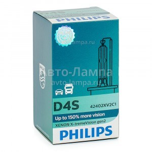 Штатные ксеноновые лампы Philips D4S Xenon X-TremeVision gen2 - 42402XV2C1 (карт. короб.)