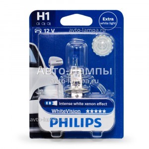 Галогеновые лампы Philips H1 WhiteVision - 12258WHVB1 (блистер)