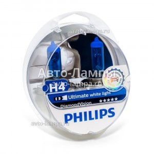 Комплект галогеновых ламп Philips H4 DiamondVision - 12342DVS2 (пласт. бокс)