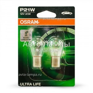 Галогеновые лампы Osram P21W Ultra Life - 7506ULT-02B (блистер)